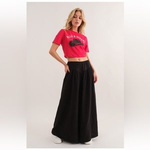 17 Gauze Shirring Detailed Wide Pants
